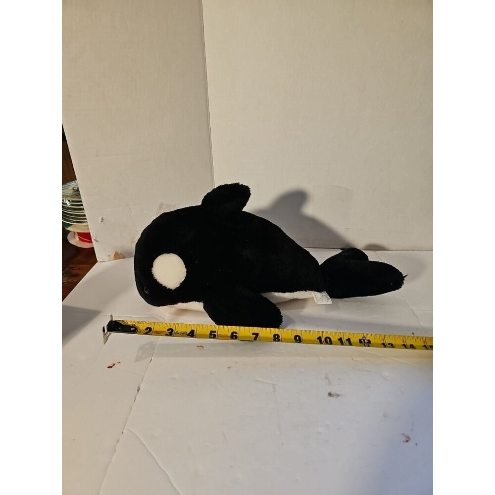 Sea‎ World Black White Plush Large Orca Whale 15" lgth Stuffed Toy Animal
